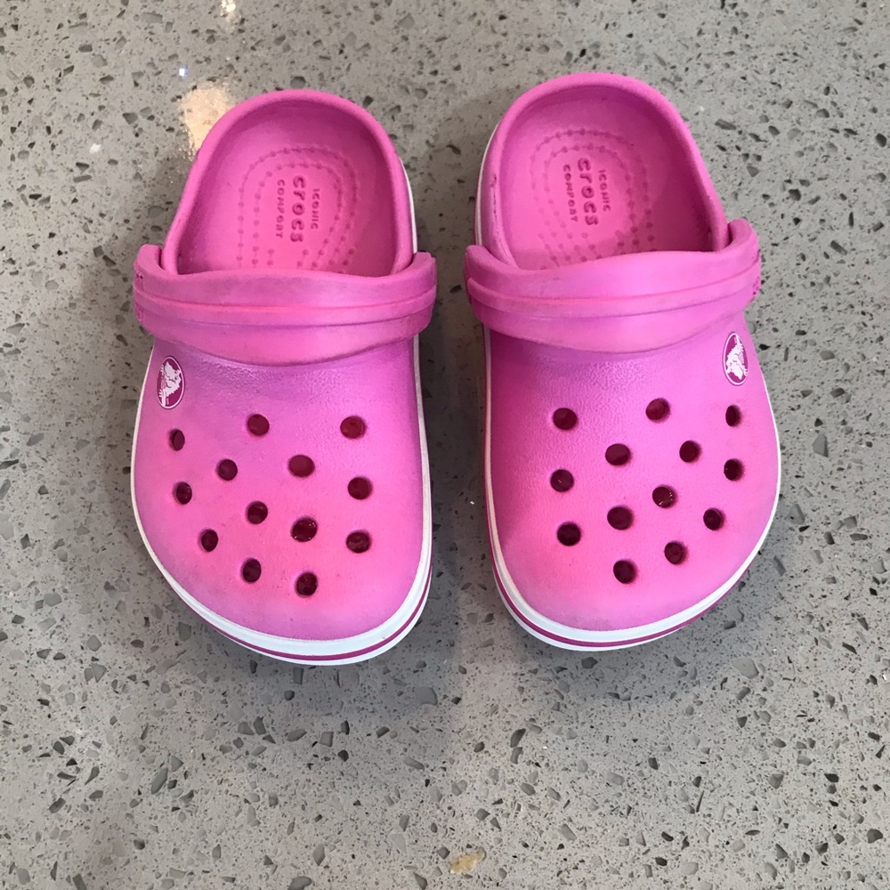 CROCS kids crocband crocs toddler sz 5 pink white